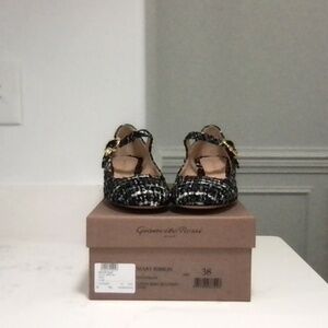 Gianvito Rossi Mary Ribbon Black Boucle Pump